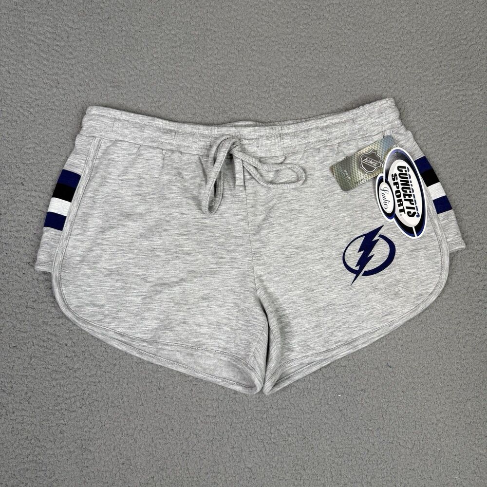 Tampa Bay Lightning Sweat Shorts Womens Large Gray NHL Hockey Gym Lounge NWT New